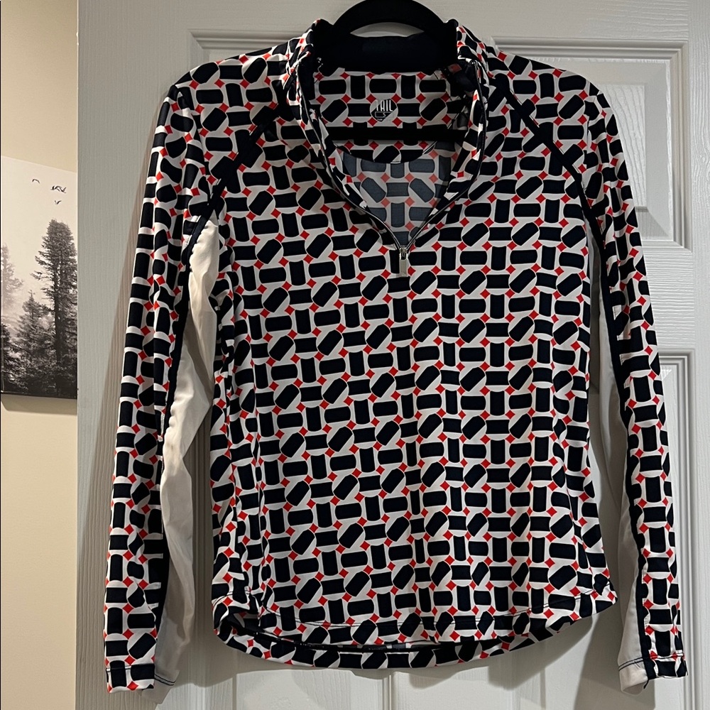 Tail Women's Graphic Golf Shirt - Navy Blue Red, White